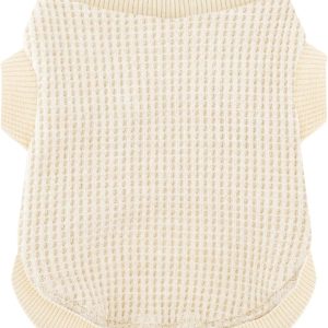 Cozy Lightweight Dog Sweaters Shirt for Small Puppies: Stretchable Beige Tank Top Attire, Perfect for Chihuahuas and Yorkies - Enhancing Comfort and Playfulness on Chilly Days - Medium